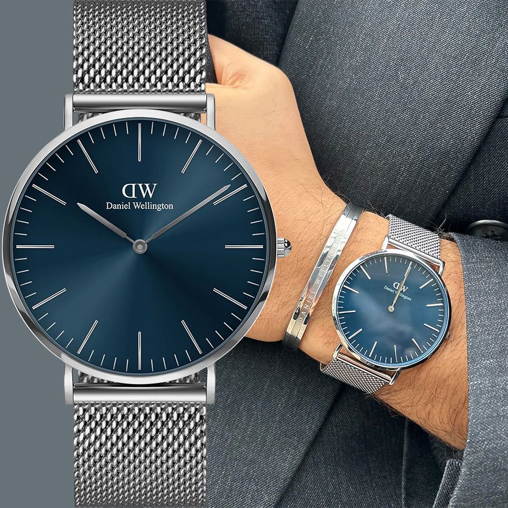 Daniel Wellington DW Classic Mesh Arctic 經典極簡美學米蘭帶手錶-40mm/銀框(DW00100628)