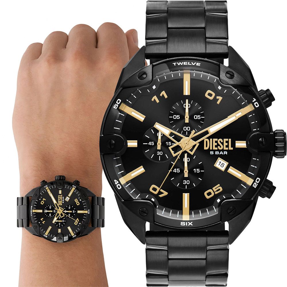 DIESEL Spiked 大錶徑個性三眼計時手錶 男錶-49mm (DZ4644)