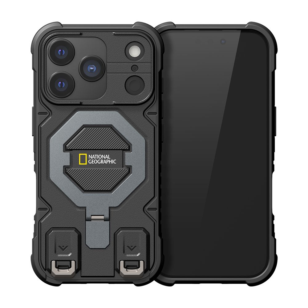 National Geographic Explorer磁吸支架防摔保護殼/ 附掛繩/ iPhone 17 ProMax/ 黑色