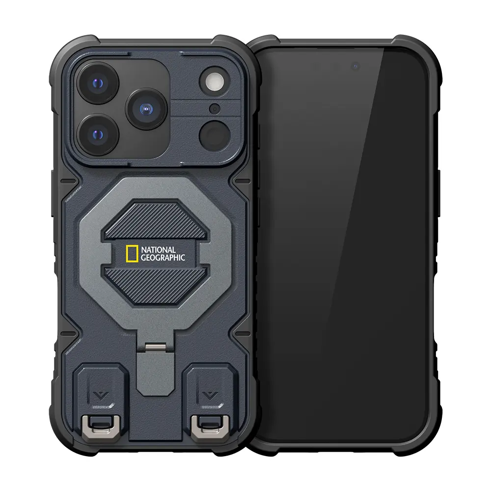 National Geographic Explorer磁吸支架防摔保護殼/ 附掛繩/ iPhone 17 ProMax/ 藍色