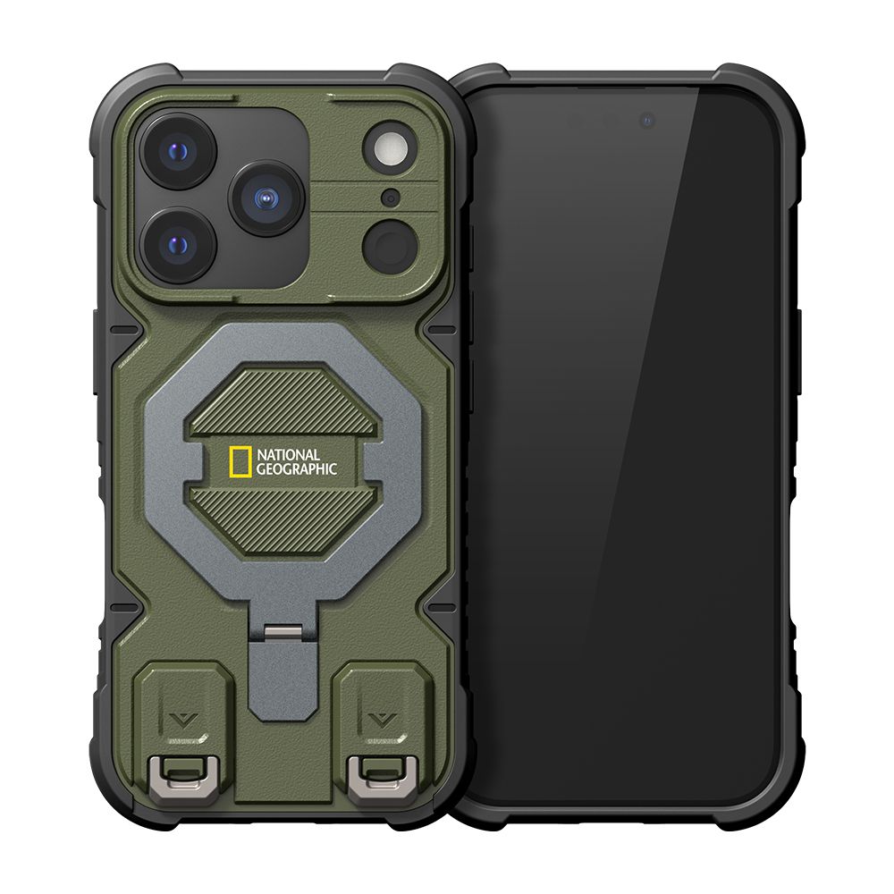 National Geographic Explorer磁吸支架防摔保護殼/ 附掛繩/ iPhone 17 ProMax/ 綠色