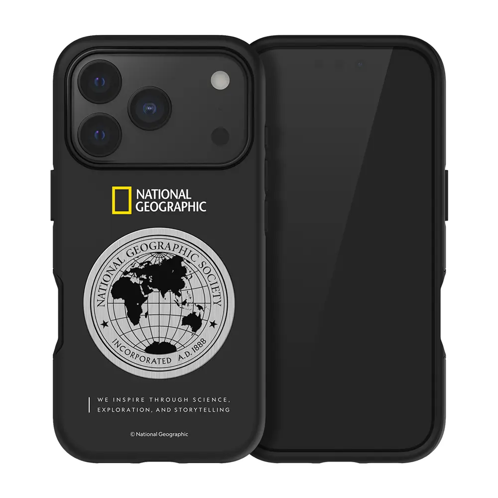 National Geographic Metal Deco地球徽章保護殼/ iPhone 17 ProMax/ 黑色