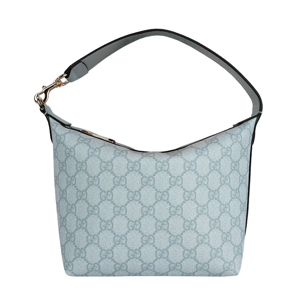 【GUCCI】Ophidia GG 塗層帆布迷你肩背包/手提包(灰藍色)/ 平行輸入