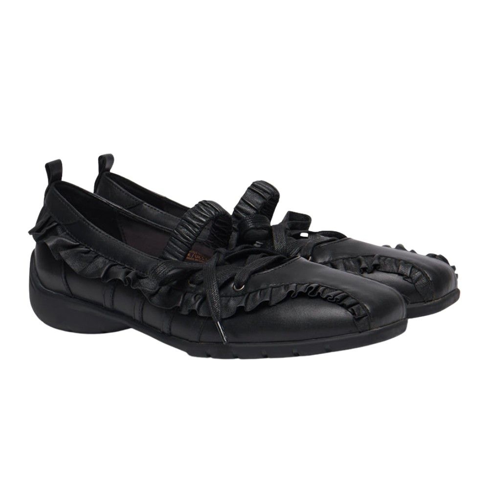 韓國 ROCKFISH [X MINJUKIM] BLISS RUFFLE SNEAKERS 女款 聯名荷葉邊瑪莉珍運動鞋/ 黑色BLACK/ 預購 24 cm
