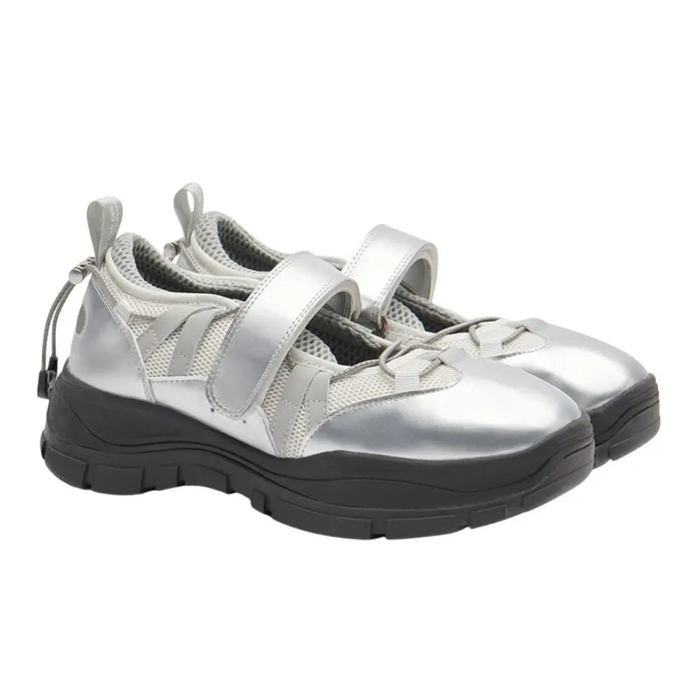 韓國 ROCKFISH BRYN VELCRO SNEAKERS MESH V1 女款 厚底魔鬼氈運動鞋/ 銀色SILVER/ 預購 25 cm