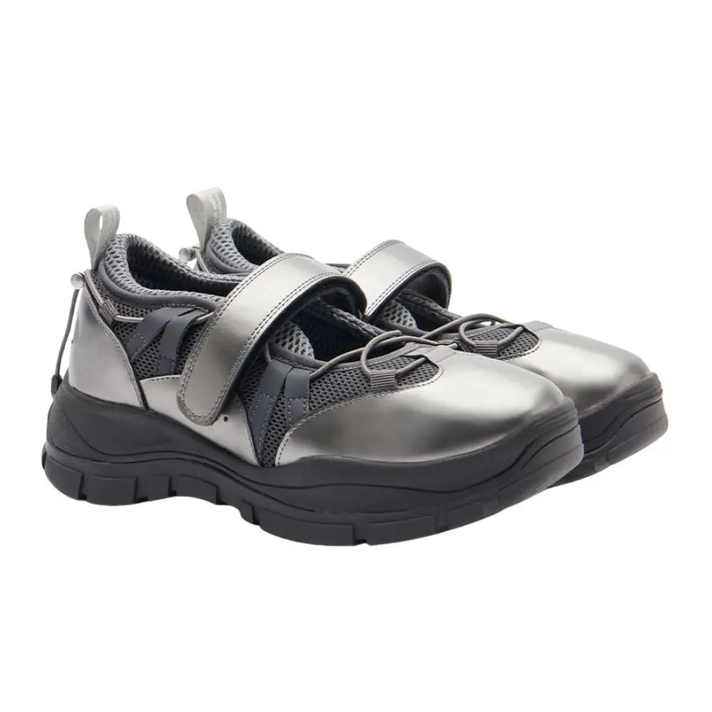 韓國 ROCKFISH BRYN VELCRO SNEAKERS MESH V1 女款 厚底魔鬼氈運動鞋/ 深銀色DARK SILVER/ 預購 23.5 cm