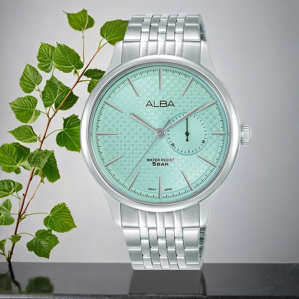 ALBA Prestige 滑動式秒針編織紋手錶-41mm (A5B007X1/VH65-X001G)
