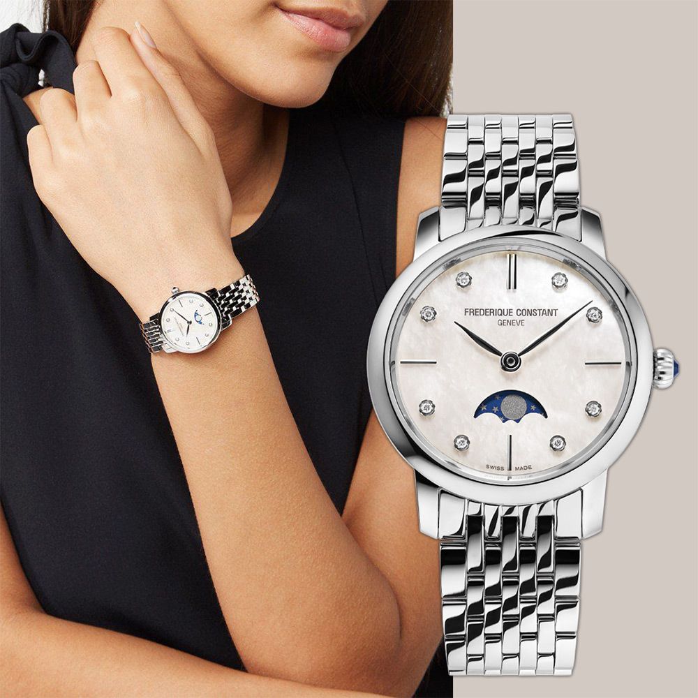 CONSTANT 康斯登 Slimline 真鑽月相石英女錶 (FC-206MPWD1S6B)