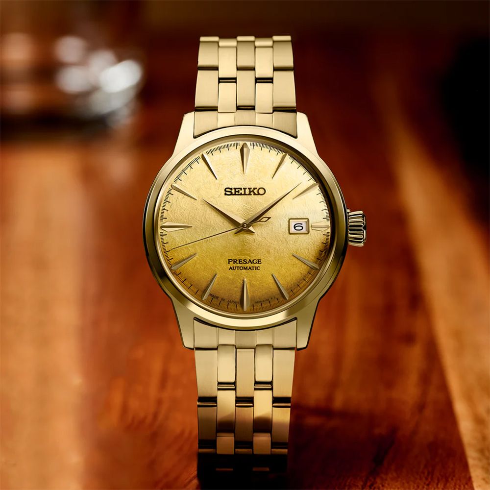 SEIKO 精工 Presage 金色啤酒雞尾酒 調酒機械錶-40.5mm (SRPK46J1/4R35-01T0Q)