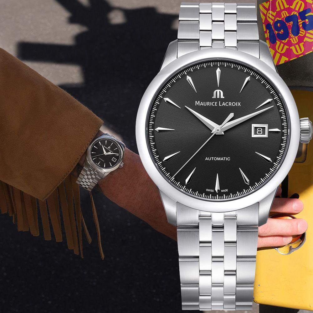 Maurice Lacroix 艾美錶 1975 系列 優雅復古日期機械錶 男錶-40mm (756008-SS002-330-1)