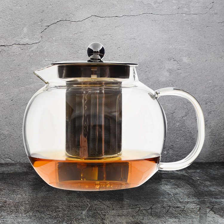 沏茶可直火玻璃濾泡茶壺-950ml-圓形-1入