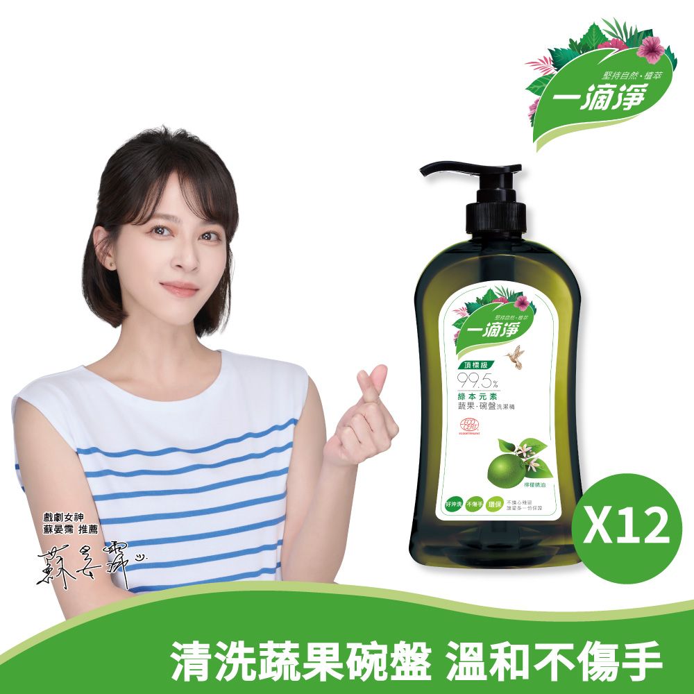 一滴淨 蘆薈多酚食品用洗潔精 檸檬精油洗碗精1000g (12入/箱購)