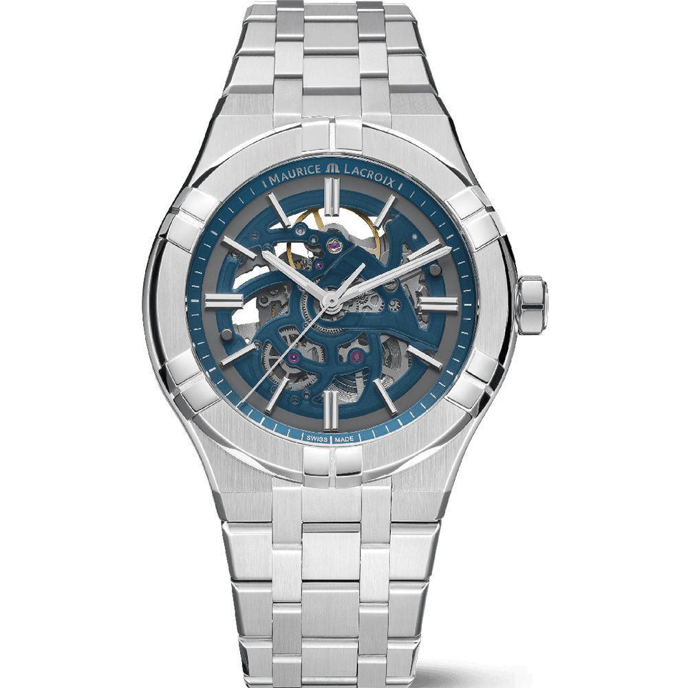Maurice Lacroix 艾美錶 AIKON 鏤空機械錶-藍/42mm (AI6008-SS002-031-1)