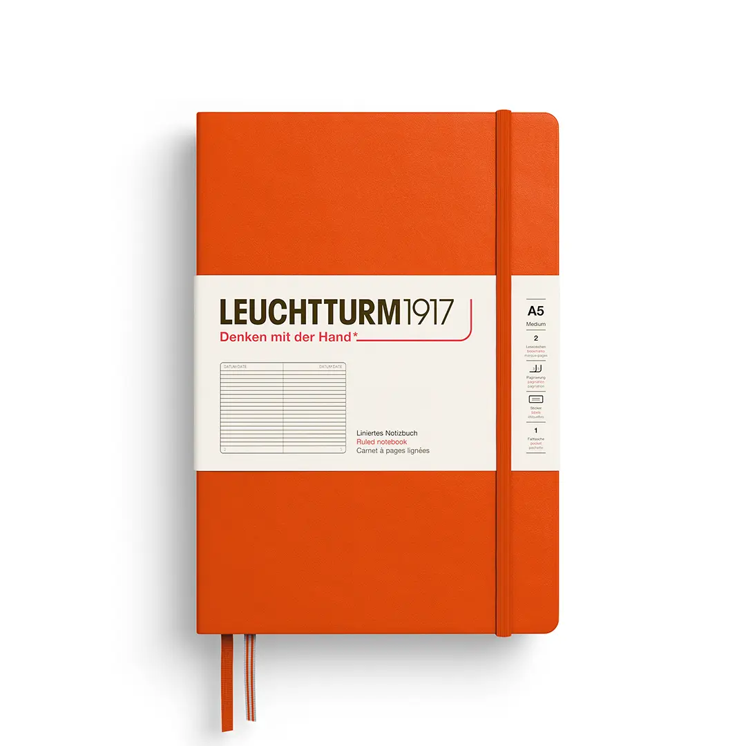 德國 LEUCHTTURM1917 硬殼筆記本/ A5/ 南瓜/ 橫線