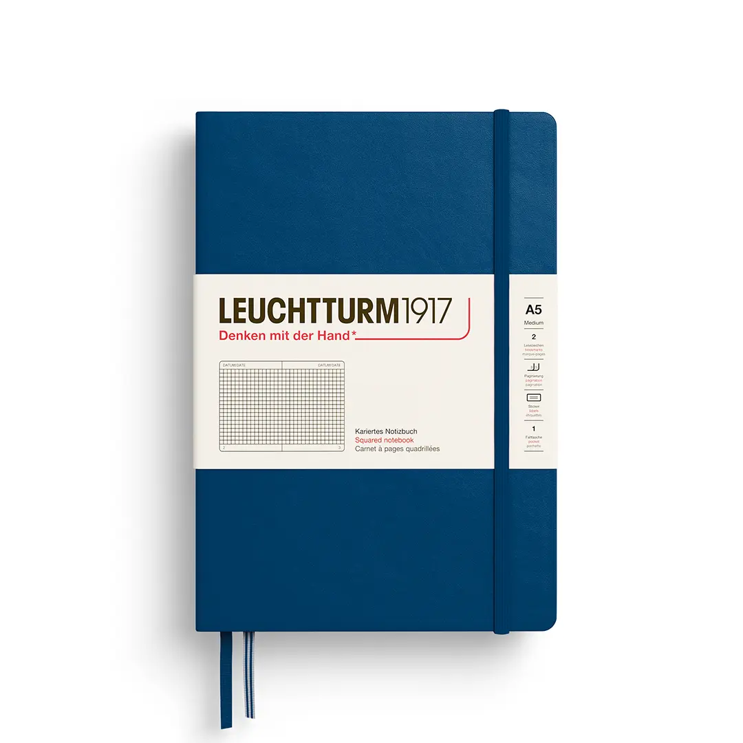 德國 LEUCHTTURM1917 硬殼筆記本/ A5/ 靛藍/ 方格