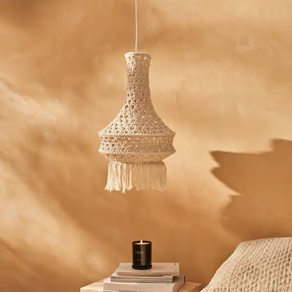 西班牙 Calma House｜白色棉繩編織流蘇 吊飾/燈罩 S｜高50cm