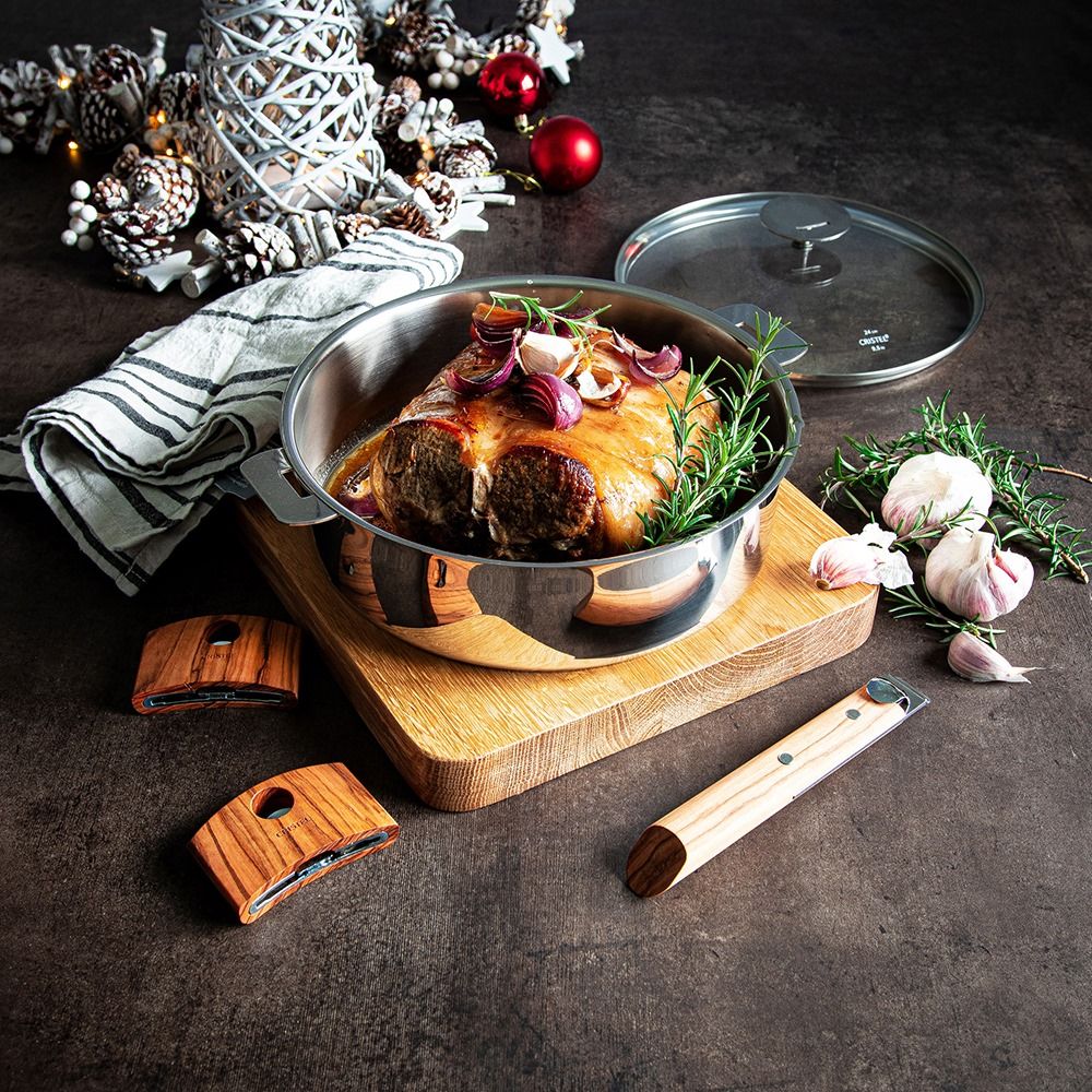 法國名廚指定使用➤CRISTEL三層不鏽鋼淺鍋24cm