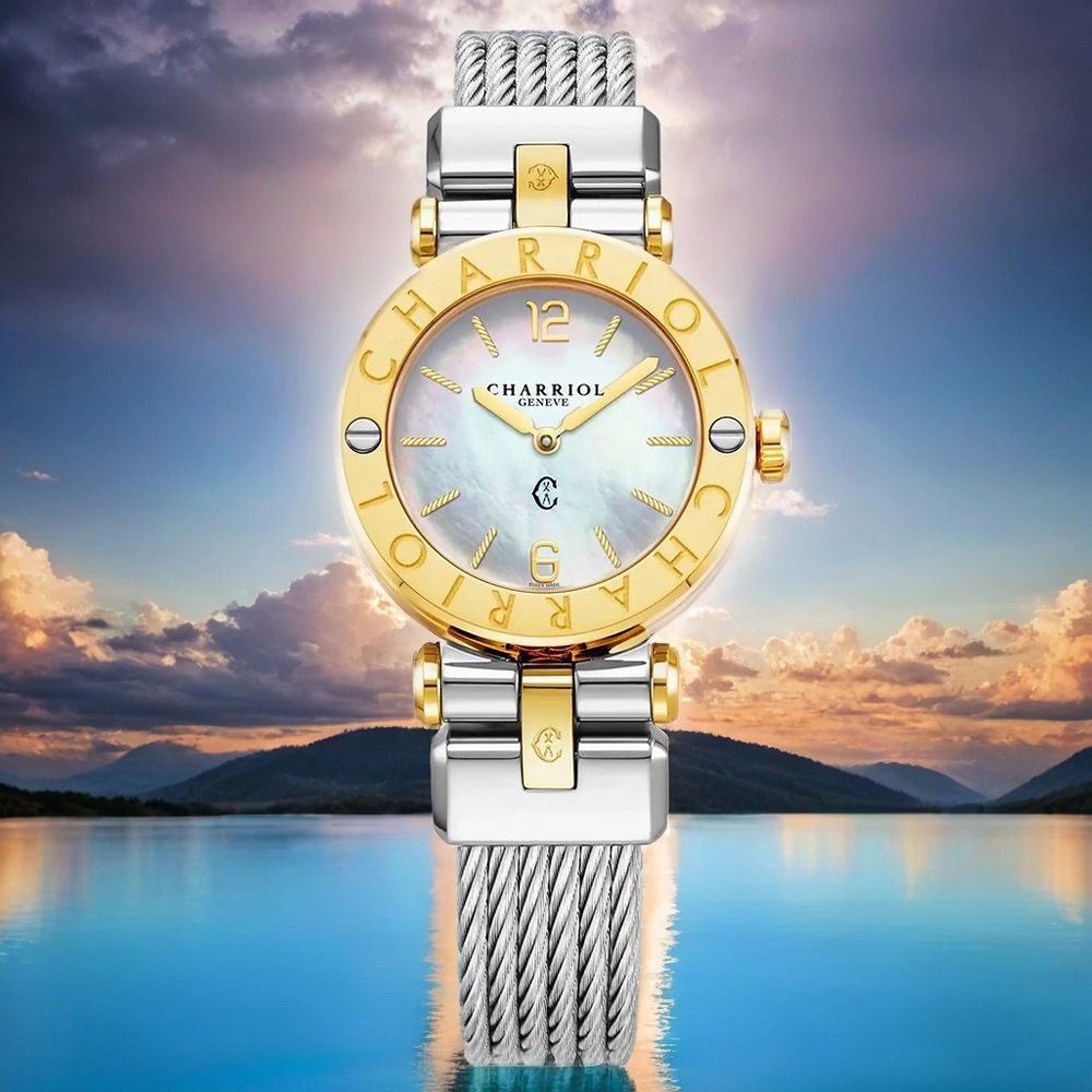 CHARRIOL 夏利豪 St-Tropez 鋼索手錶 女錶-28mm 尺寸L(錶帶:17~18cm)(CR28SY.590.004)
