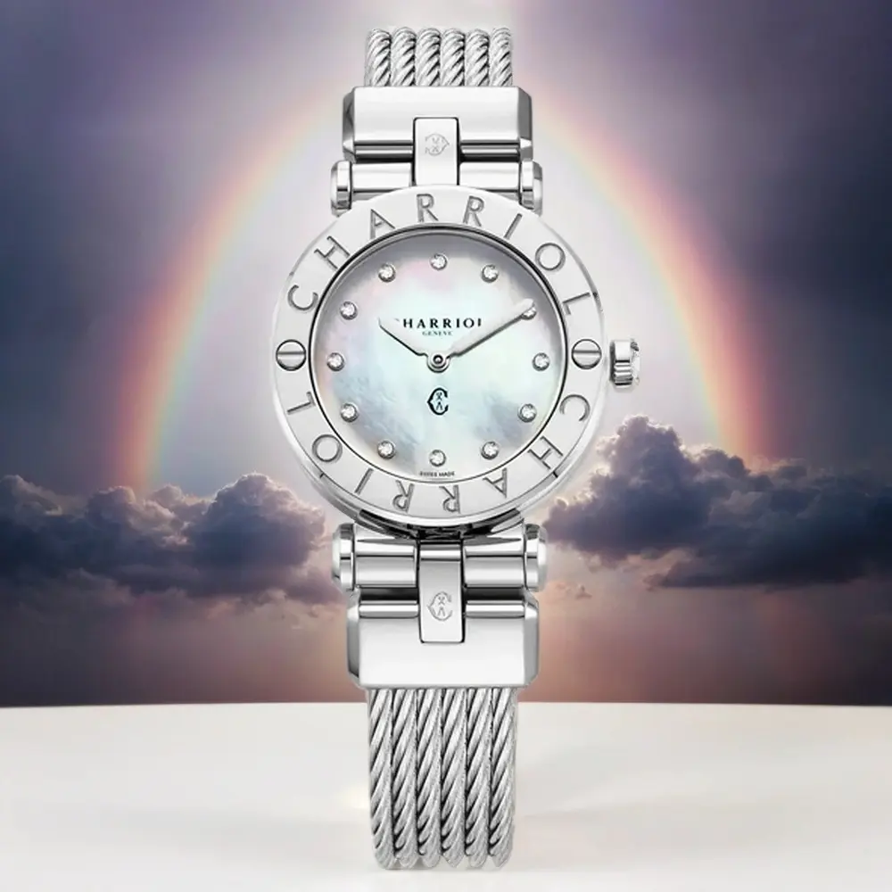CHARRIOL 夏利豪 St-Tropez 鑽石鋼索女錶 手錶-28mm 尺寸L(錶帶:17~18cm) (CR28S.590.001)