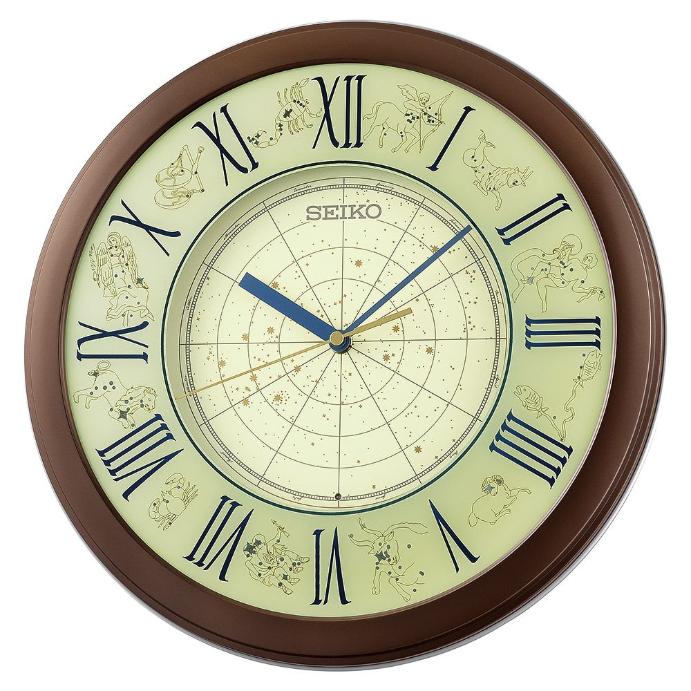 SEIKO 精工 十二星座 兩段式自動燈光 指針式掛鐘 時鐘 (QHA013B)