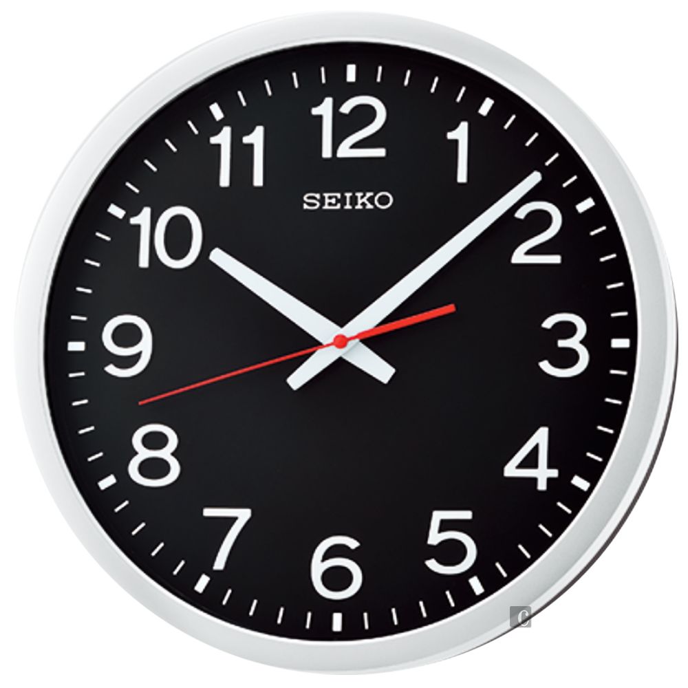SEIKO 精工 工業風滑動式秒針 靜音時鐘 掛鐘-黑/35cm (QXA732S)