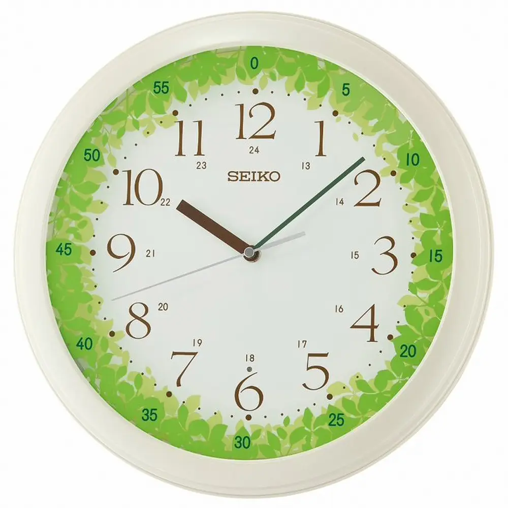 SEIKO 精工 田園綠意 持續燈光指針式時鐘 掛鐘 (QHA010H)
