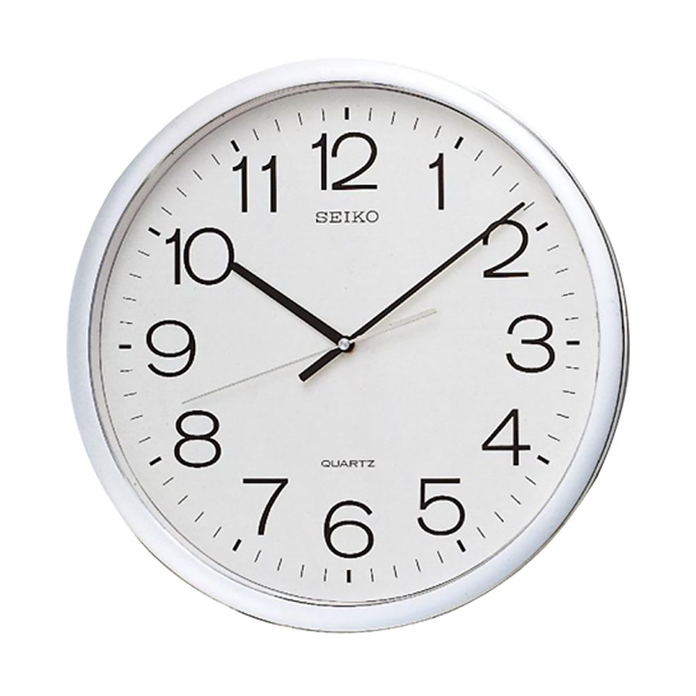 SEIKO 精工 指針式時尚時鐘 掛鐘-銀框 (QXA041S)