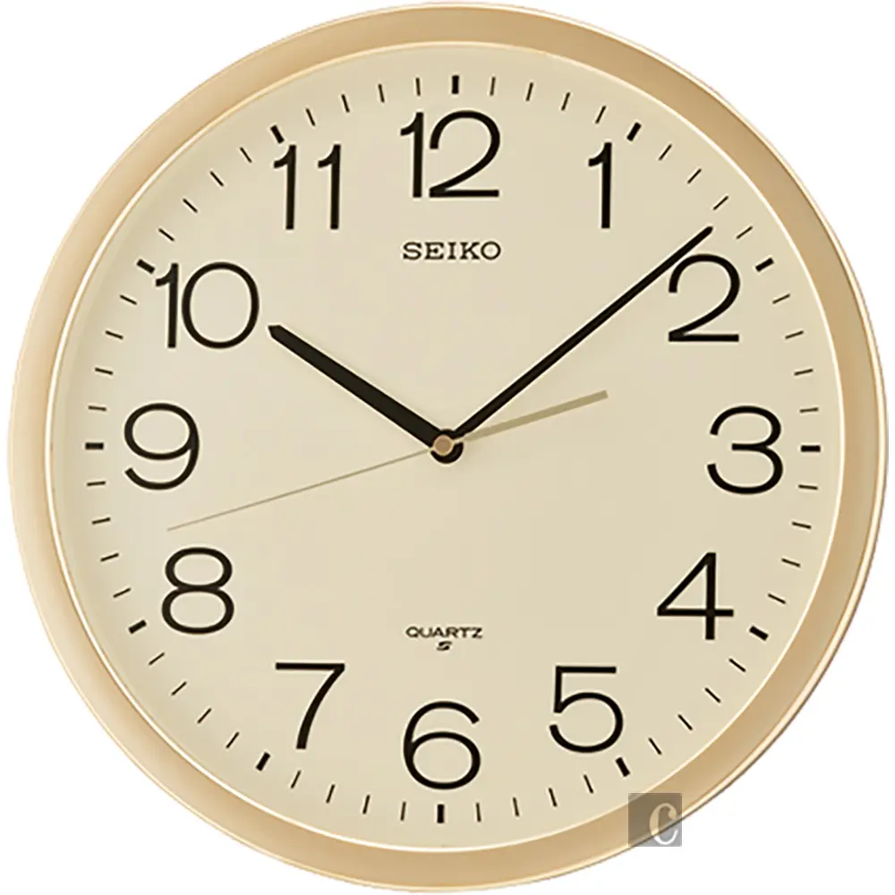 SEIKO 精工 香檳金大數字時鐘 掛鐘-36.1cm (QXA020A)