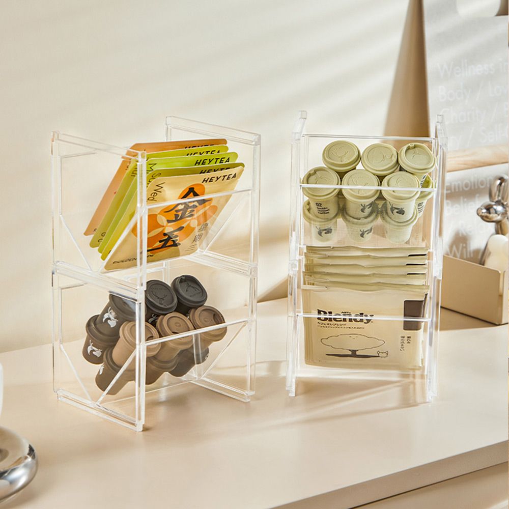 梵特 桌上型層疊組合式即溶粉包/茶包收納架-3入