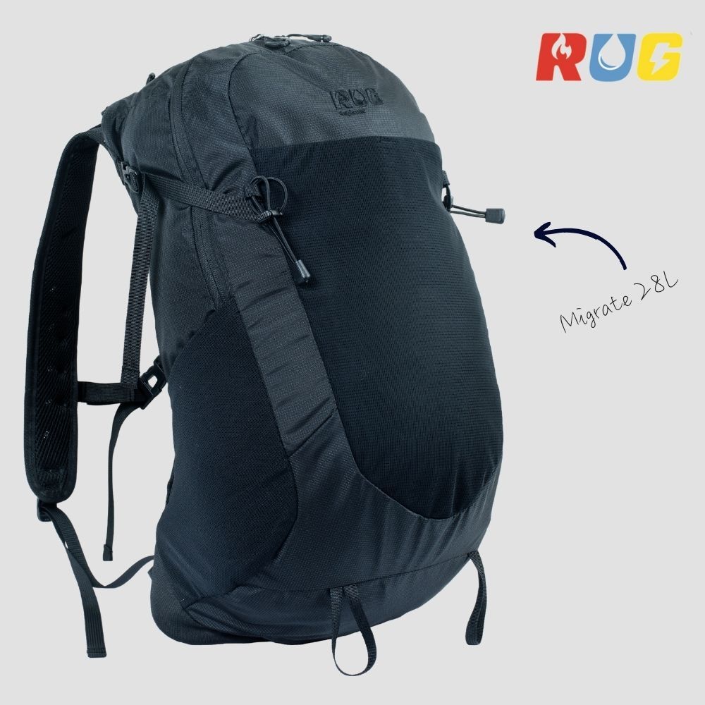 【RUG】Migrate 28L 透氣防水健行背包 黑色 (探險 多功能背包 通勤背包 運動後背包)