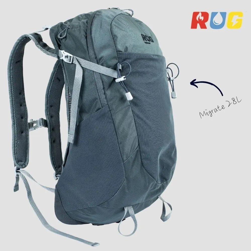 【RUG】Migrate 28L 透氣防水健行背包 灰色(探險 多功能背包 通勤背包 運動後背包)