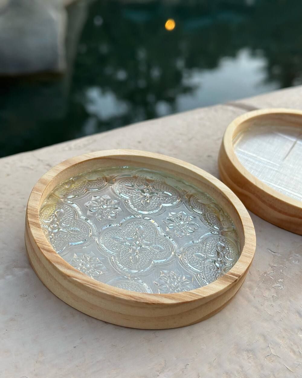 壹弍文創窗花實木圓盤/ 海棠花