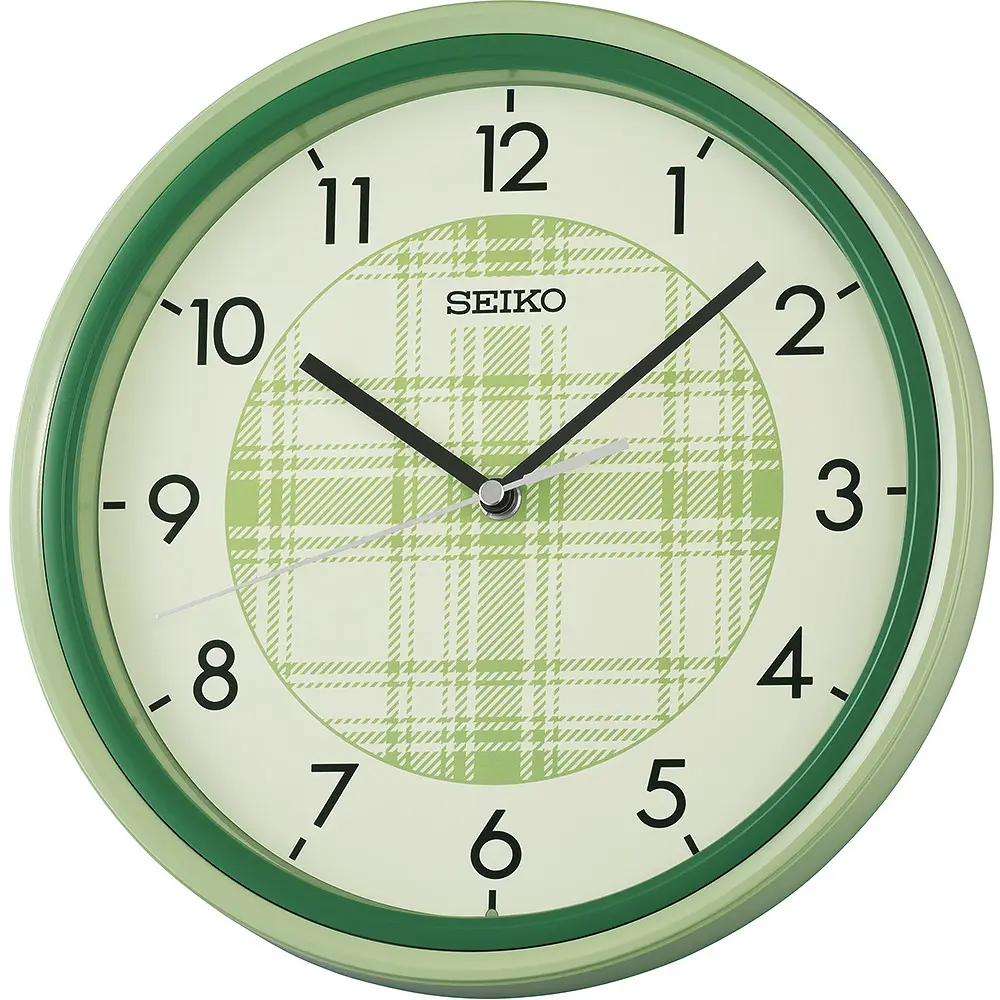 SEIKO 精工 綠映格紋 阿拉伯數字掛鐘 時鐘 (QHA016M)