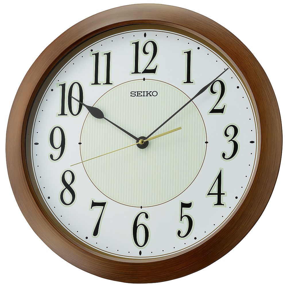 SEIKO 精工 靜音滑動秒針仿木紋夜光功能掛鐘 (QXA824B)