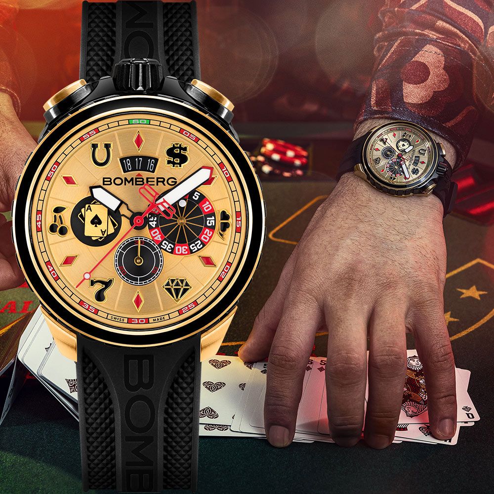 BOMBERG GOLDEN CHIP CASINO黃金籌碼計時手錶(BS45CHPPKBA.075-2.12)