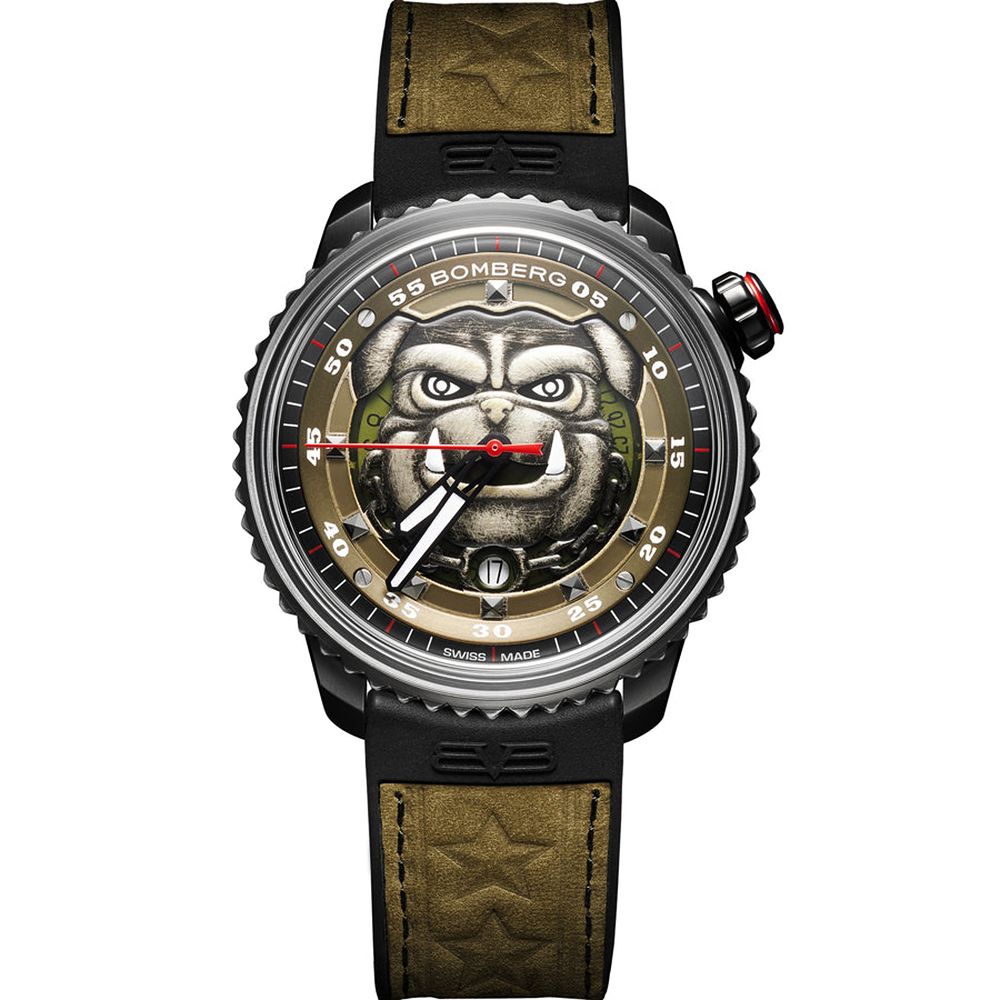 BOMBERG 炸彈錶 BB-01龐克鬥牛犬 大三針機械錶-軍綠色/43mm (CT43APBA.32-1.11)