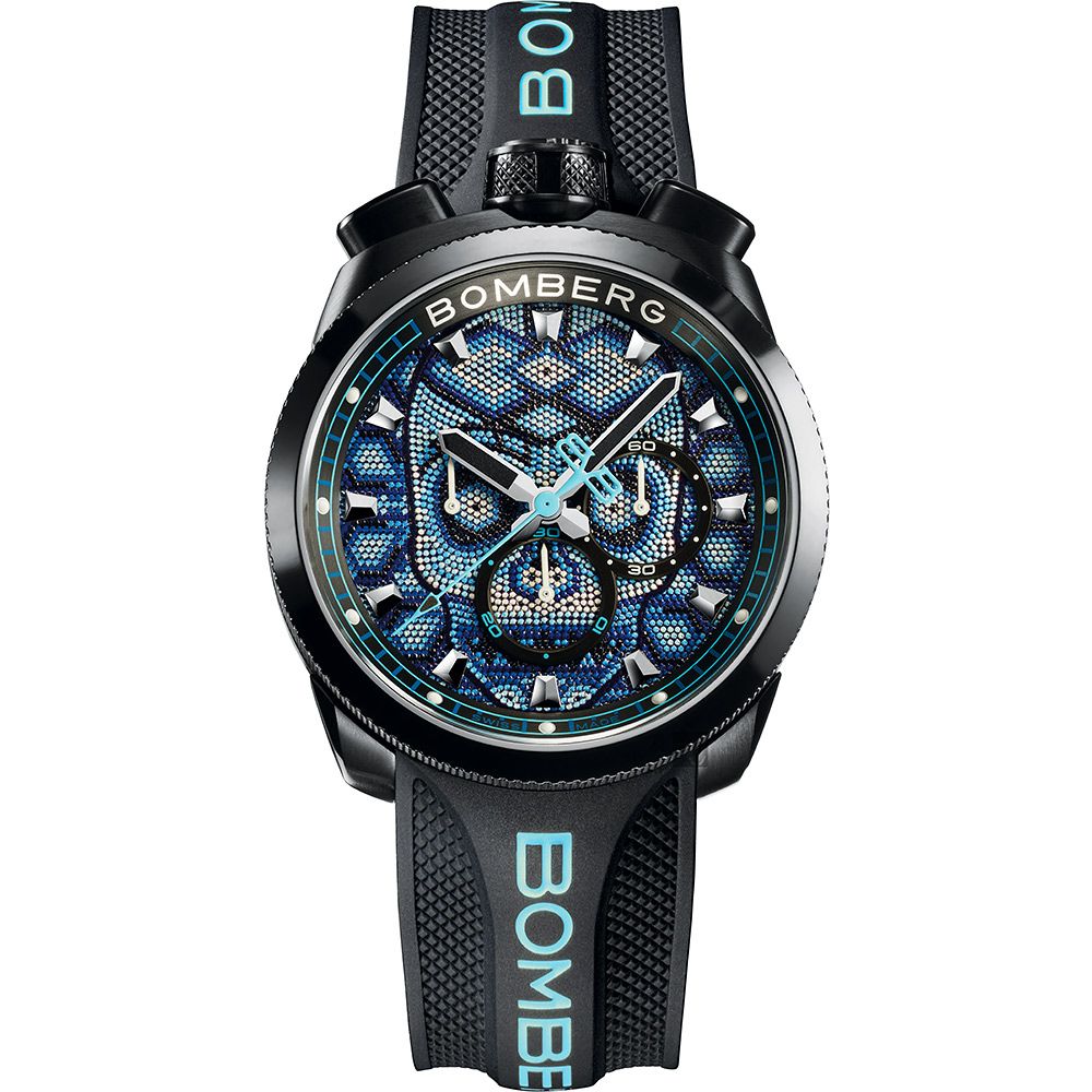BOMBERG 炸彈錶 BOLT-68 藍色骷髏頭石英手錶-45mm (BS45CHPBA.SKP-5.3)