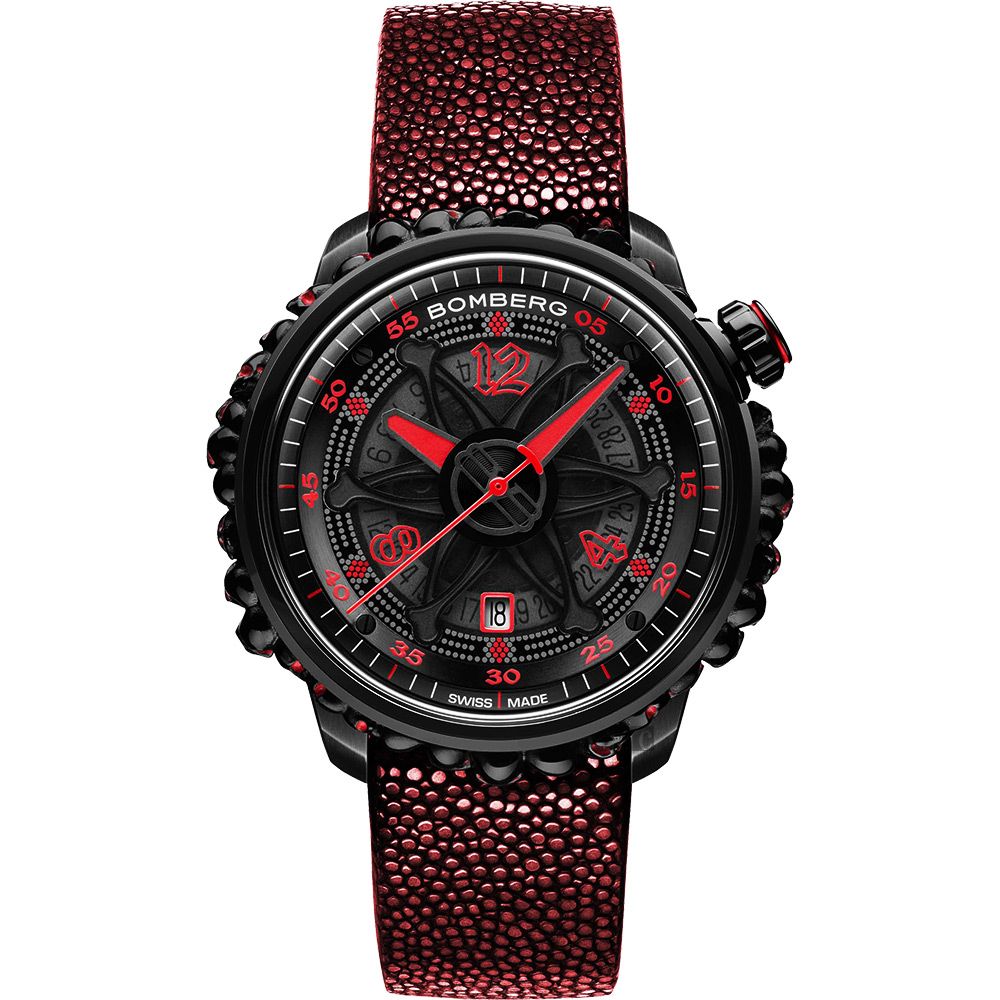 BOMBERG 炸彈錶 BB-01系列限量骷髏魅影機械錶-紅x黑/43mm  (CT43APBA.25-2.11)