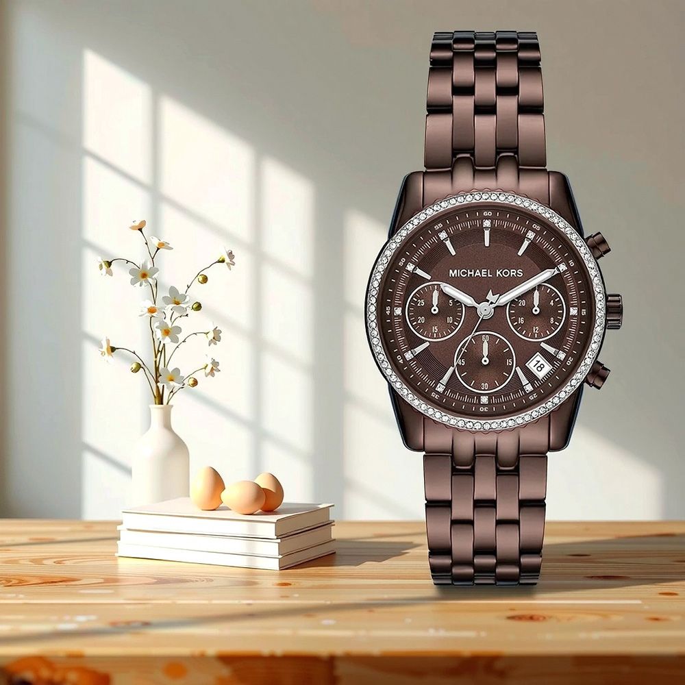 Michael Kors MK Bryant 晶鑽三眼計時女錶-35mm (MK7559)