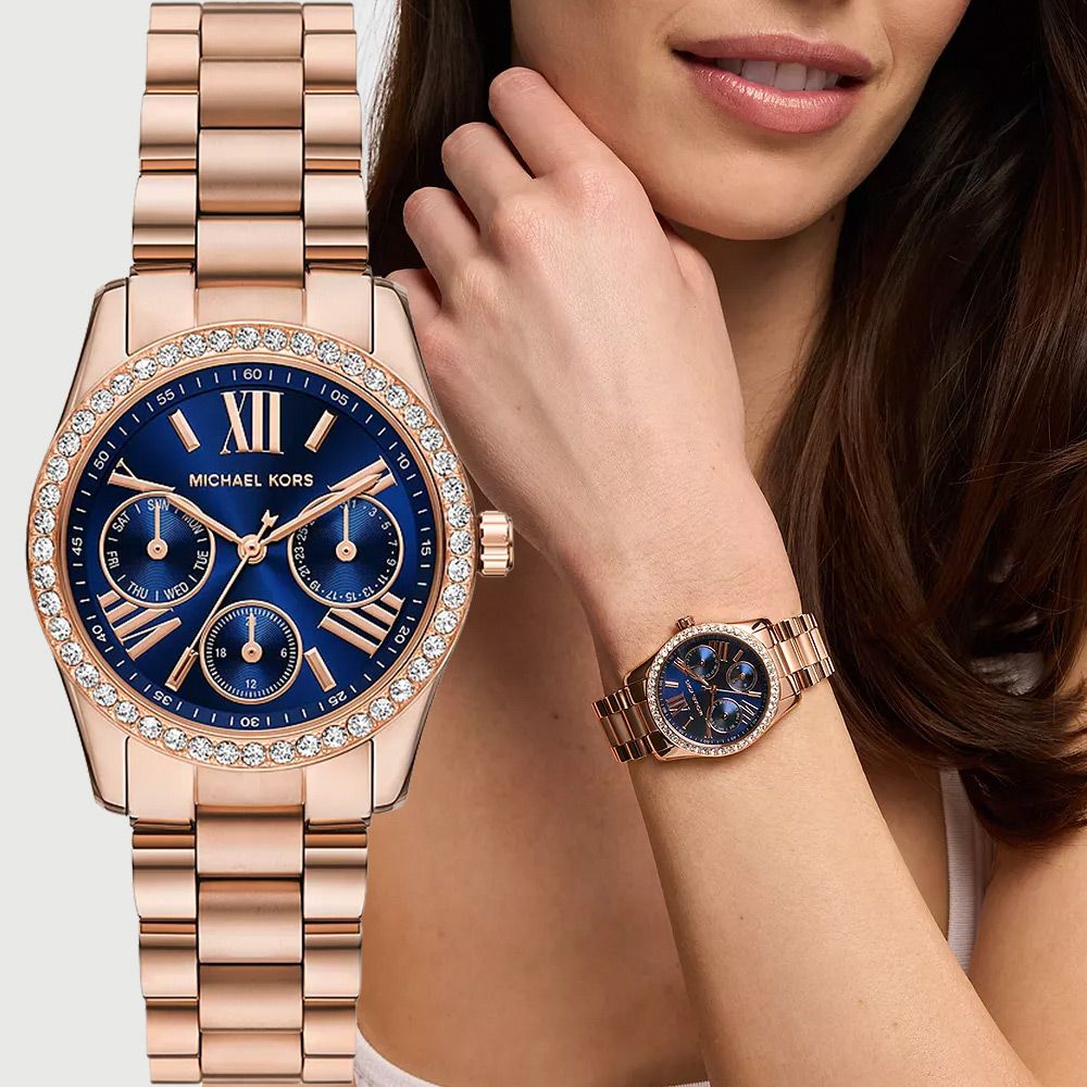 Michael Kors MK Lexington Lux 多功能晶鑽三眼女錶-33mm (MK4926)