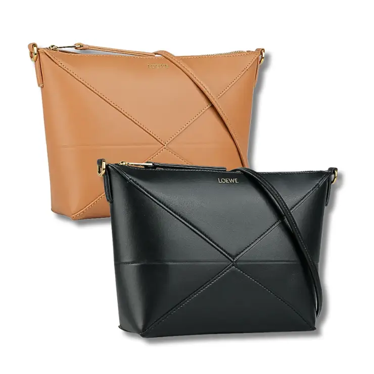 【LOEWE】Puzzle Fold 納帕小牛皮肩背/斜背多用包(黑色)/ 平行輸入