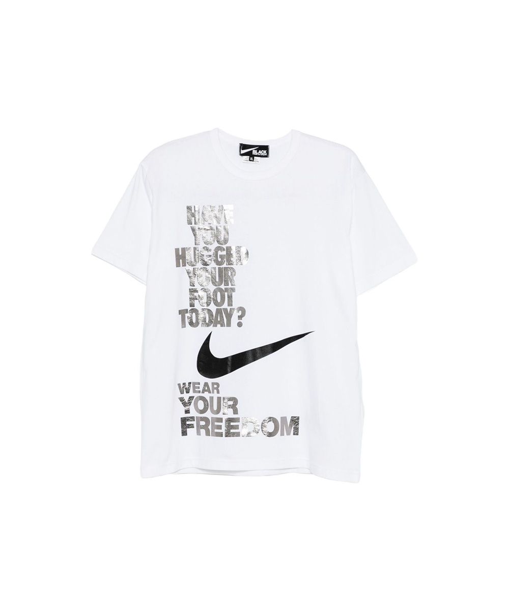 COMME des GARÇONS BLACK NIKE聯名合版白色短袖TEE/男/ L