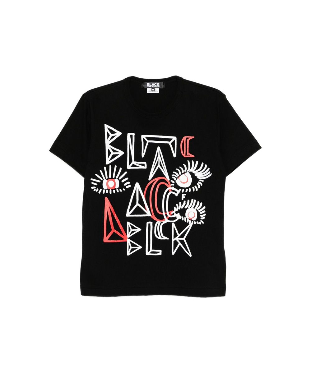 COMME des GARÇONS BLACK 紅白眼睛BLACK黑色短袖TEE/女/ XS