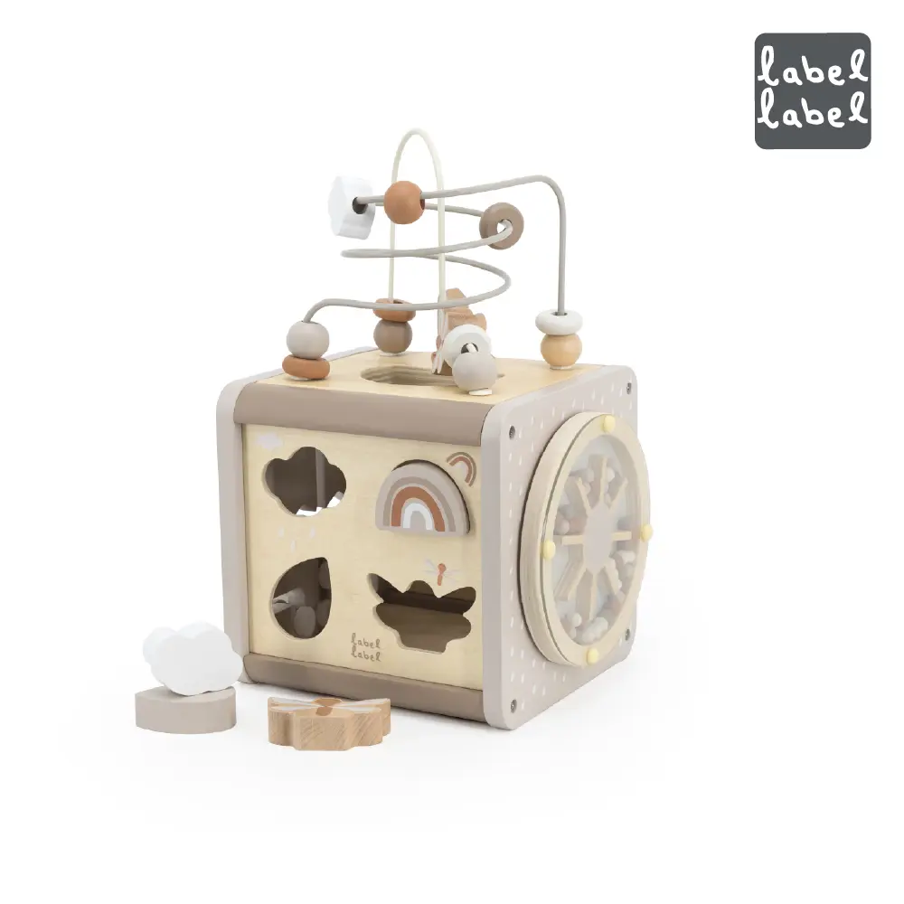 五面驚喜感統探索➤比利時Label Label木質探索箱/ 奶茶色