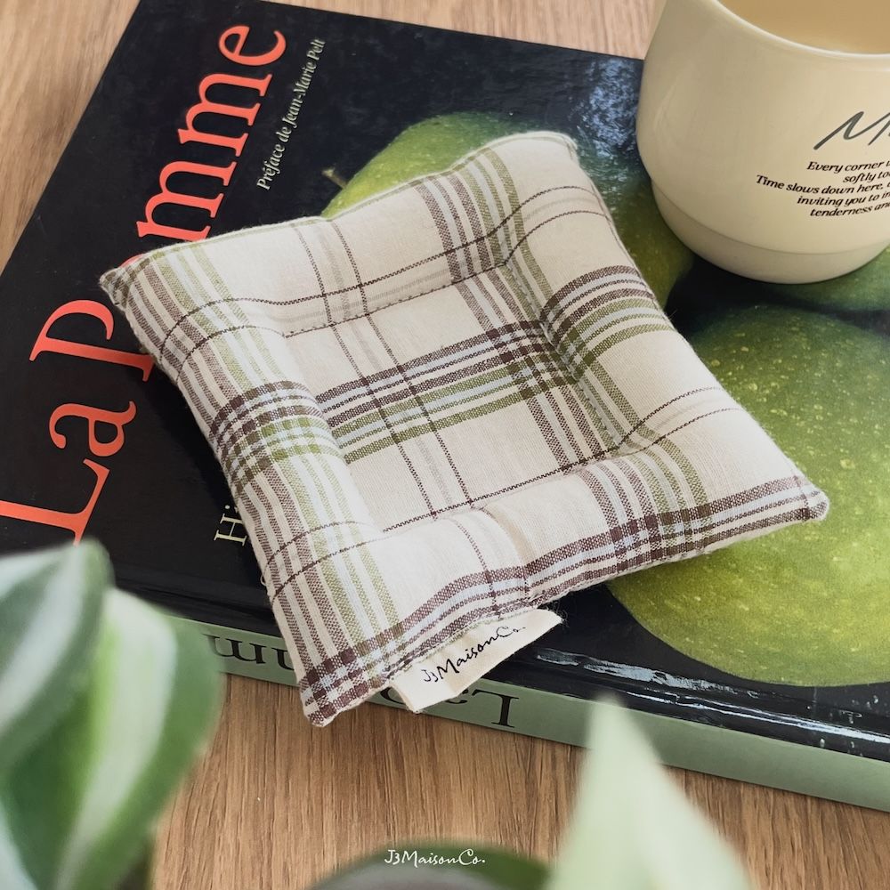 J3MaisonCo. Soft Verse 格紋杯墊（4color）/ Beige 米色綠格