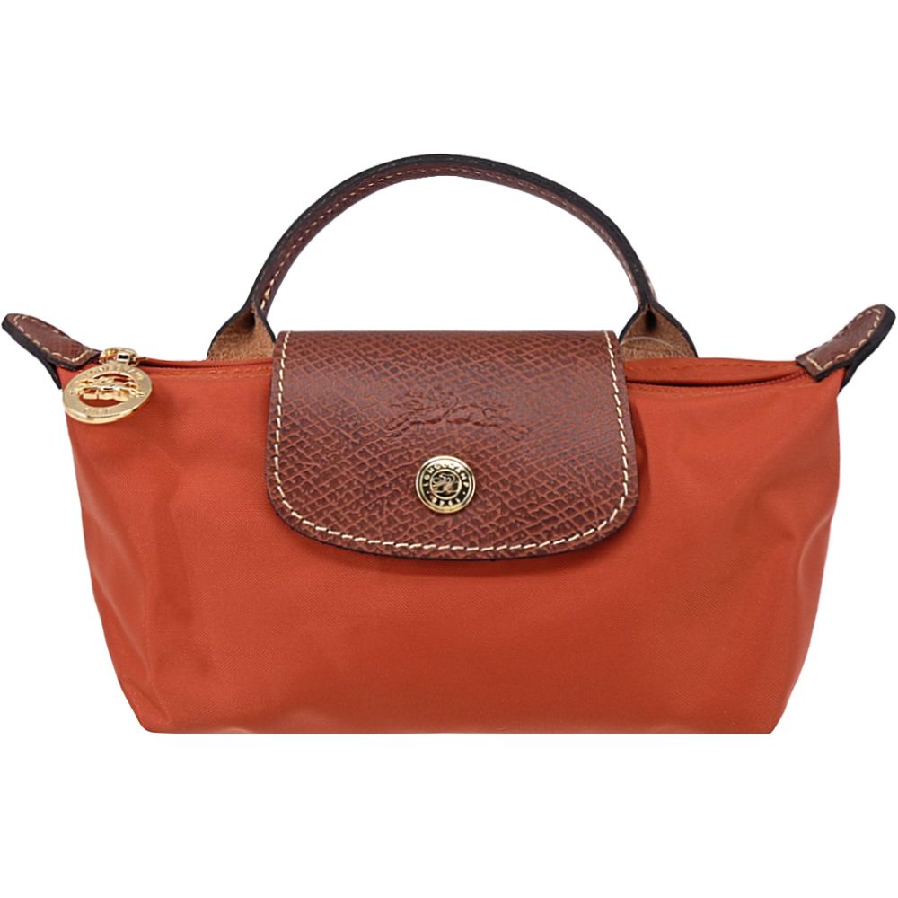 LONGCHAMP LE PLIAGE系列再生尼龍手提化妝包(磚紅)/平行輸入