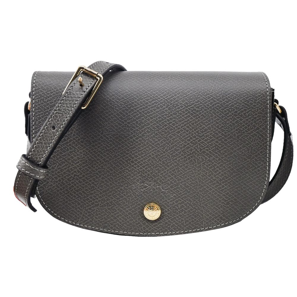 LONGCHAMP ÉPURE系列牛皮壓印半月型斜背包(小/斑鳩灰)/平行輸入