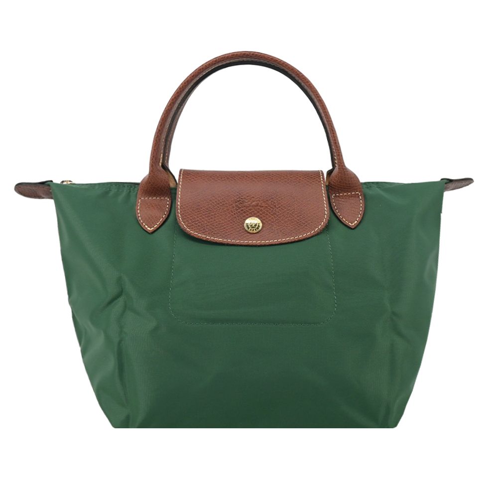 LONGCHAMP LE PLIAGE系列短把再生尼龍摺疊水餃包(小/英式綠)/平行輸入