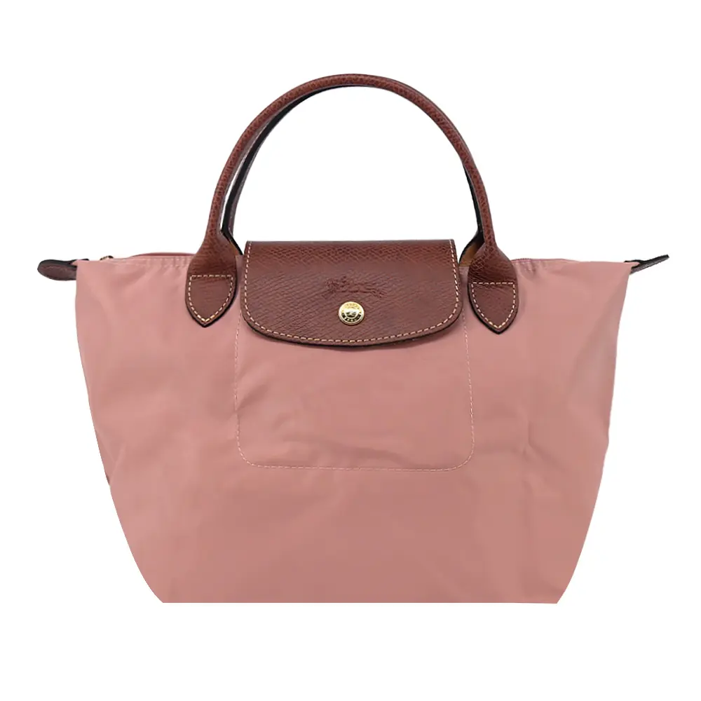 LONGCHAMP LE PLIAGE系列短把再生尼龍摺疊水餃包(小/粉紅茶)/平行輸入