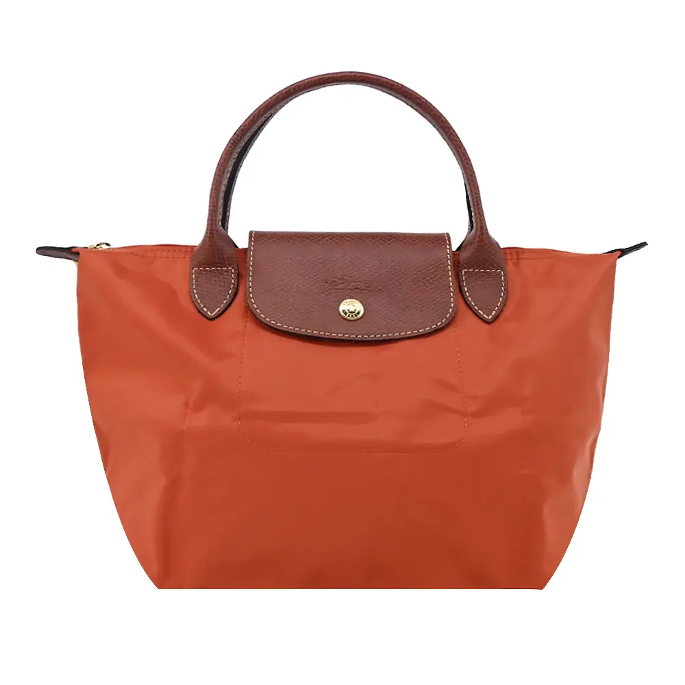 LONGCHAMP LE PLIAGE系列短把再生尼龍摺疊水餃包(小/磚紅)/平行輸入
